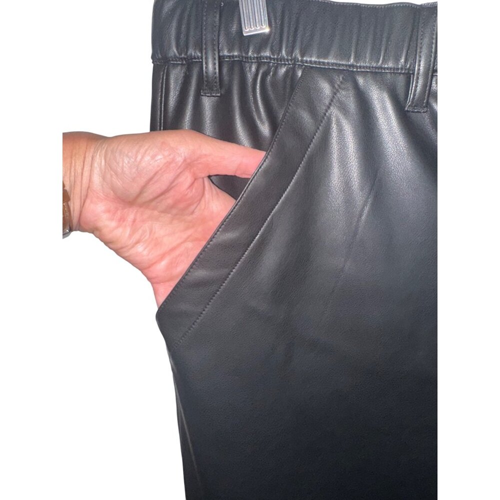 We The Free Womens XL Black Faux Leather Wide-Leg Pants XL Glam City Mob Wife - Picture 11 of 12